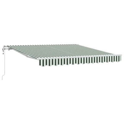 vidaXL avtomatska retraktibilna tenda Zeleno in belo 300x250 cm