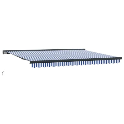 vidaXL modra in bela ročna retraktibilna tenda 450x300 cm