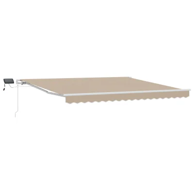 vidaXL Ročna retraktibilna tendra z LED Bež 400x350 cm