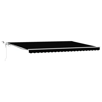 vidaXL Samodejna Retraktibilna Tenda z LED Črna 500x350 cm