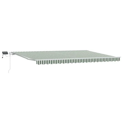 vidaXL Ročna retraktabilna tenda z LED zelena in bela 500x300 cm