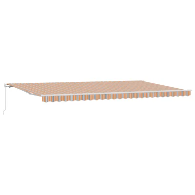 vidaXL Ročna retraktibilna tenda Večbarvno črtasto 600x350 cm