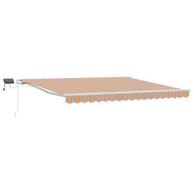 vidaXL Ročna zložljiva tende z LED večbarvno črtico 400x350 cm