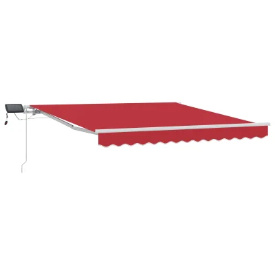vidaXL Ročna retraktibilna tenda z LED Rdeča 300x250 cm