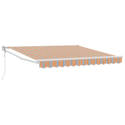 vidaXL Avtomatska retraktibilna tenda večbarvna črta 350x250 cm