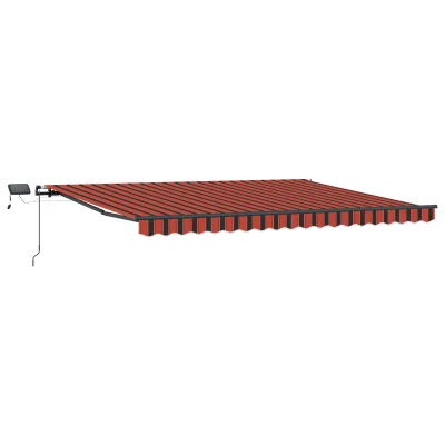 vidaXL Ročna retraktibilna tenda z LED osvetlitvijo v oranžni in rjavi barvi 400x350 cm