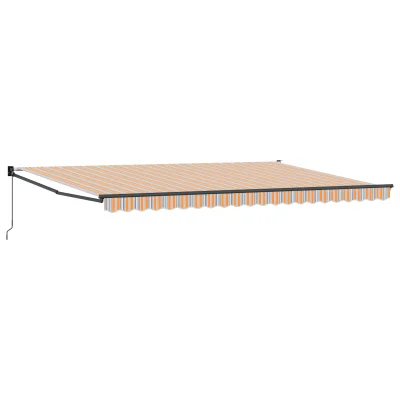 vidaXL Ročna retraktibilna tenda večbarvna črta 500x300 cm