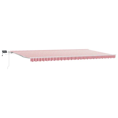 vidaXL Ročna retraktibilna tenda z LED rdečimi in belimi črtami 600x350 cm