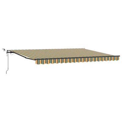 vidaXL avtomatska retraktibilna tenda z LED v zeleni in rumeni barvi 450x350 cm