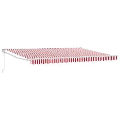 vidaXL Avtomatska Retraktibilna Tenda Rdeče in bele črte 450x300 cm
