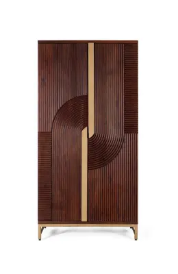 Barska omarica iz mangovega lesa in kovine, višina 179 cm