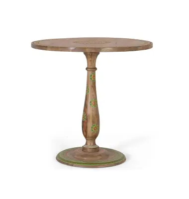 Okrogla ročno poslikana jedilna miza iz mangovega lesa