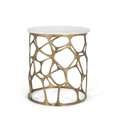 Ročno izdelana klubska mizica iz marmorja in aluminija