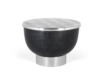 Okrogla klubska mizica iz temno sivega aluminija