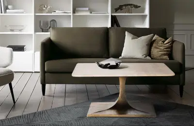 Klubska mizica z vzdržljivim marmornim vrhom in bronastimi nogami