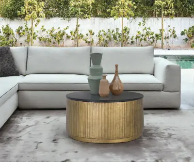 Klubska mizica z granitno ploščo, premer 80 cm