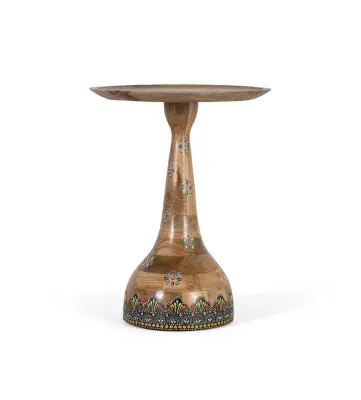 Stranska mizica iz mangovega lesa z ročno poslikanimi detajli