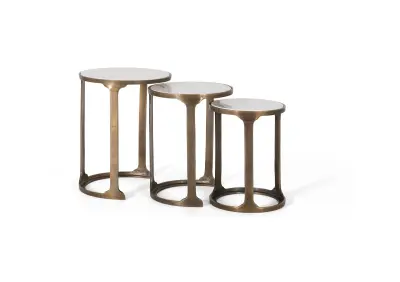 Komplet 3 kovinskih in marmornih miz