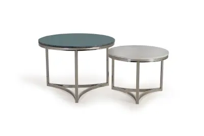 Komplet dveh miz iz nerjavečega jekla z marmornimi ploščami