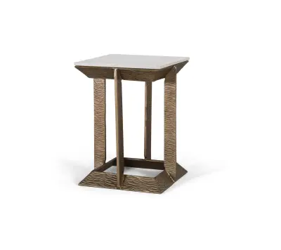 Kotna miza s kovinskim podnožjem in marmorno ploščo