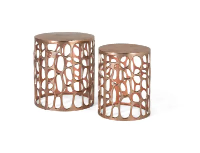 Komplet dveh mizic iz kovine z bakreno prevleko