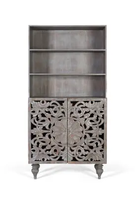 Knjižna omara iz masivnega mangovega lesa 180 cm