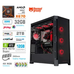 Računalnik MEGA TWR S11 R7-9800X3D/RTX4070 Super/32GB-DDR5/2TB-4.0/1050W/Brez OS/črna RGB + Estetski napajalni kabli [Rdeča / Črna]