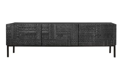 TV omarica iz mangovega lesa in kovinskih nog iz temnega oreha