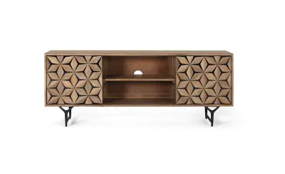 TV omarica z 2 vrati in 2 policami iz mangovega lesa