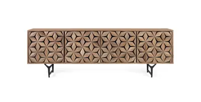 Ročno izdelana TV omarica iz mangovega lesa s 4 vrati, 177 cm