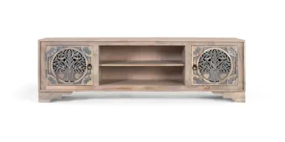 TV omarica z 2 vrati in 2 predelkoma iz mangovega lesa