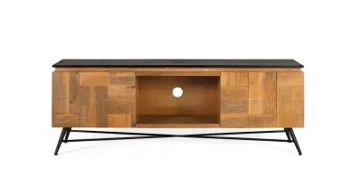 TV omarica iz mangovega lesa z naravnim zaključkom, 150 cm