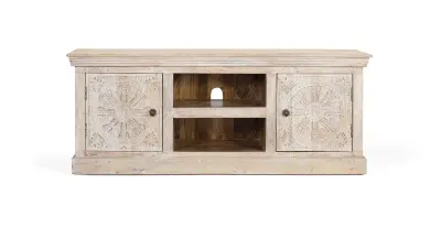 TV omarica z 2 vrati in 2 predelkoma iz mangovega lesa