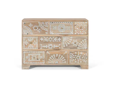 Komoda z desetimi predali iz mangovega lesa