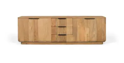 Omarica iz mangovega lesa v naravni barvi z zaobljenimi vogali