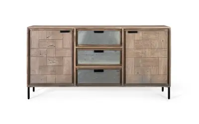 Komoda iz akacijevega lesa in kovine 160 cm