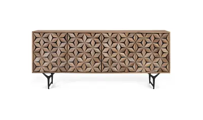 Ročno izdelana 4-vratna omarica iz mangovega lesa, 177 cm