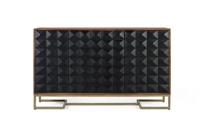 Ročno izrezljana omarica iz mangovega lesa in pozlačenih nog 135 cm