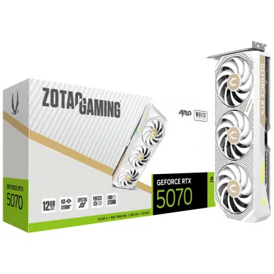 Grafična kartica nVidia RTX5070 Zotac AMP bela - 12GB GDDR7 (ZT-B50700FQ-10P)