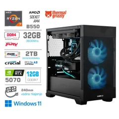 Računalnik MEGA MT S7X R7-5800X/RTX5070/32GB/2TB-4.0/750W/Win11Home/črna RGB + Estetski napajalni kabli [Svetlo modra / Črna]