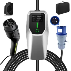 Tip 2 EV električni avtomobilski polnilni kabel – enofazni 7 kW, nastavljiv tok, LCD zaslon, prenosni polnilnik 5 m z vtičem Schuko 6-32A IP67