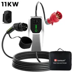 Tip 2 EV električni avtomobilski polnilni kabel –11kW, nastavljiv tok, LCD zaslon, prenosni polnilnik 5 m z vtičem Schuko 6-16A IP67