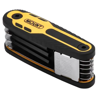 Mount 8 kosov profesionalni komplet zložljivih hex ključev z 3-položajnim zaklepom, Cr-V, priložljivo orodje, metrika 1,5–8 mm