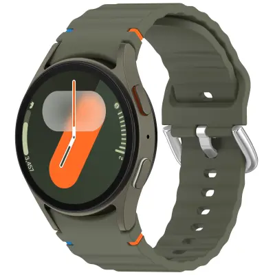 Samsung Watch 7 Wave pašček - srebrna zaponka (odporna proti bledenju) - vojaško zelena