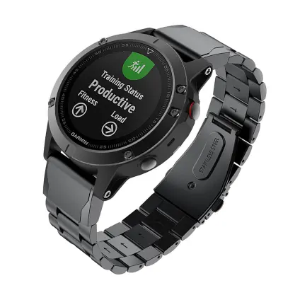 20 mm pašček za uro iz nerjavečega jekla s hitrim sproščanjem za Garmin Fenix 7s - črn