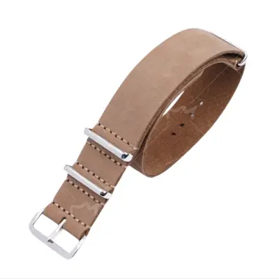 PU Crazy Horse NATO integriran pašček za uro Brown 22 mm