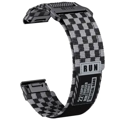 Garmin Fenix 8 najlonska pletena pašček - črno siv  22 mm