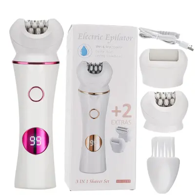 3-v-1 komplet za nego - brivnik, epilator in pilica za stopala White+Pink