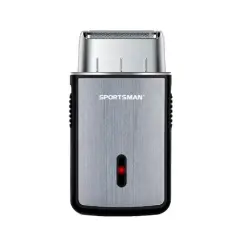 SPORTSMAN večnamenski mini brivnik z USB polnilnikom (srebrn)