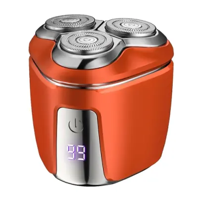 Mini magnetni brivnik z glavo, pametni električni brivnik z LED zaslonom, barva: oranžna